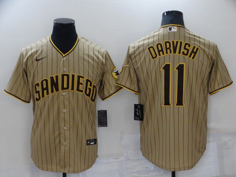 Men San Diego Padres 11 Darvish brown Strip Game 2022 Nike MLB Jersey